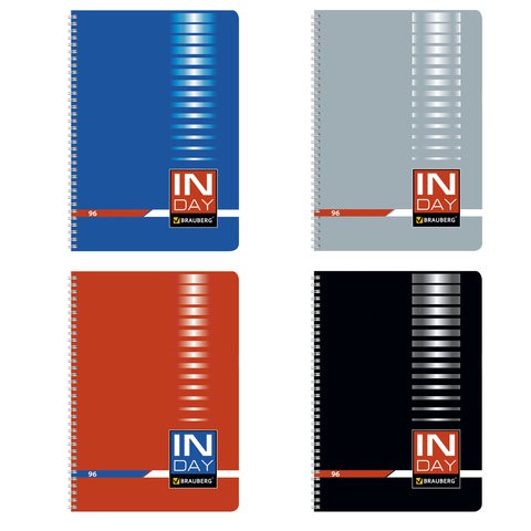 Тетрадь на пружине А4 Brauberg Inday 96 листов, клетка 400528 цена за 4 шт , 